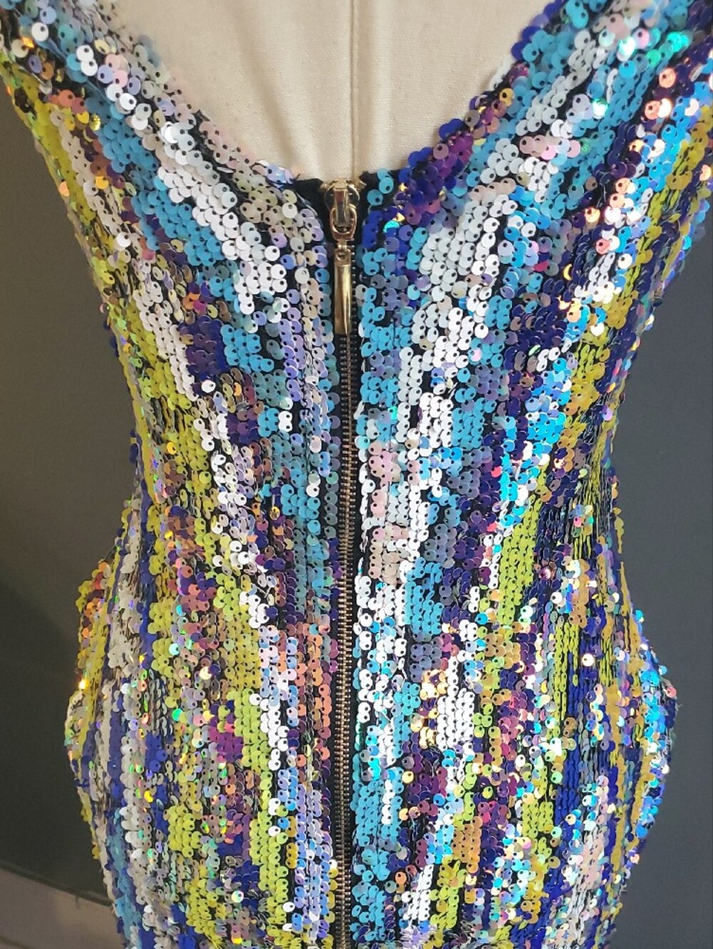 Angel Brinks Multicolor Sequin V-Neck Glitter Sparkle Embellished Dress Size M - Picture 6 of 13